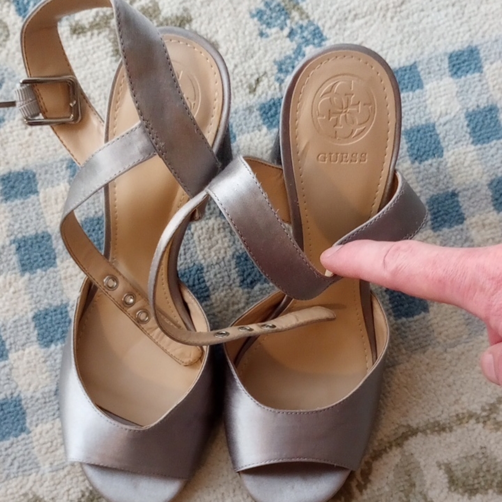 Guess Silver Heels with Slingback Design